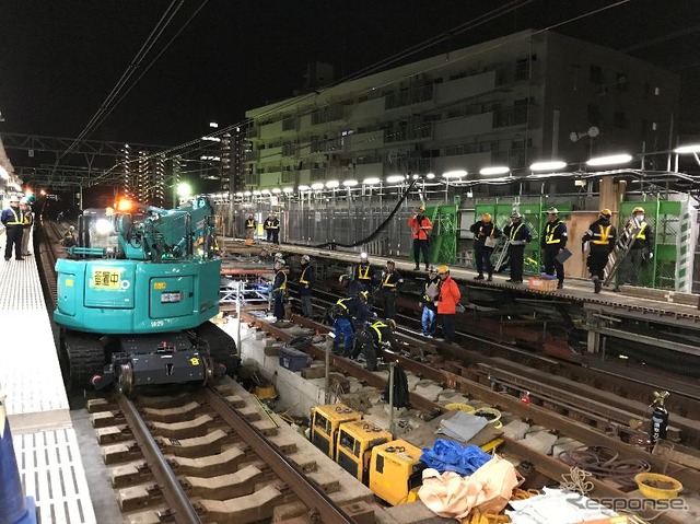 深夜時間帯における相鉄の作業。終電繰上げにより、作業準備時間の前倒しと実作業時間の拡大が図られる。