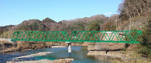 トラス橋に架け替えられた後の第六久慈川橋梁のイメージ。