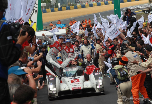 2014年のルマン24時間レースを制した、当時のアウディ2号車(アウディ13回目のルマン総合優勝)。