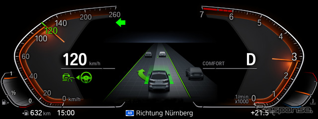 先進運転システムの作動状況をメータークラスターに表示するBMW