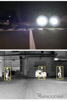 ヘッドライトによる逆光に埋もれてしまう人影も確認可能