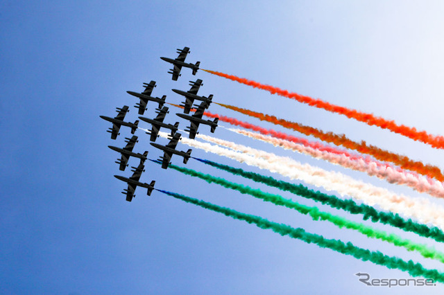 フレッチェ・トリコローリ。9月6日、F1イタリアGPでのデモ飛行(モンツァ上空)