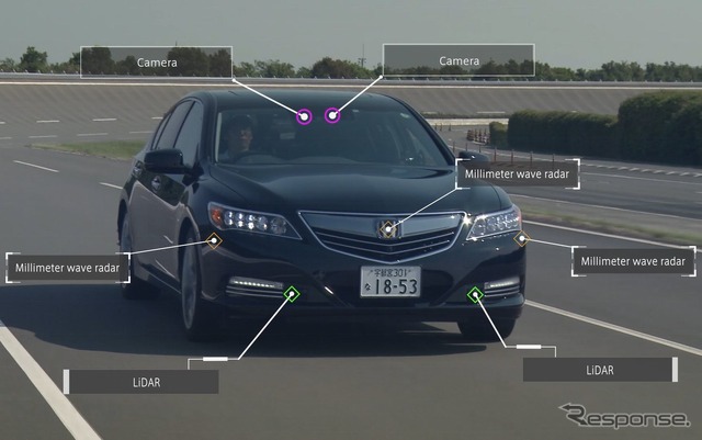 ホンダ レジェンドをベースにした自動運転の試作車