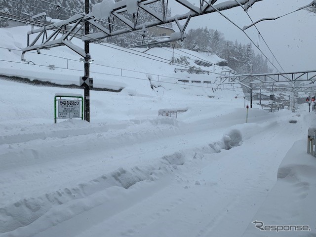 大糸線南小谷駅。1月8日時点の状況。