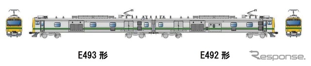 E493形とE492形からなる2両固定編成のE493系。