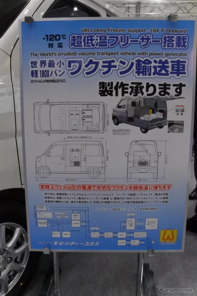モビリティープラスの新型コロナウイルスワクチン輸送車両(オートモーティブワールド2021)