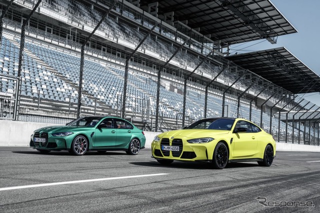 BMW M3コンペティション(向かって左)とM4コンペティション