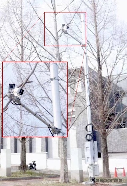 駐車場内に AI カメラを設置。駐車場内での一般車両検知や異常検知など、駐車場の安全確保に活用。