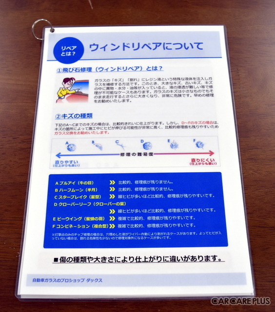 ガラス修理(ウインドリペア)や、キズの種類について