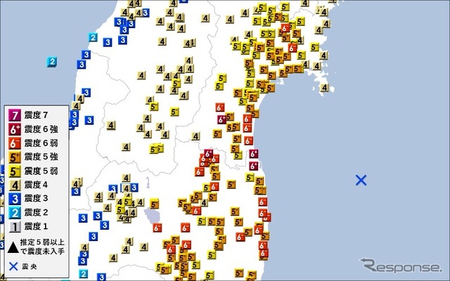 各地の震度