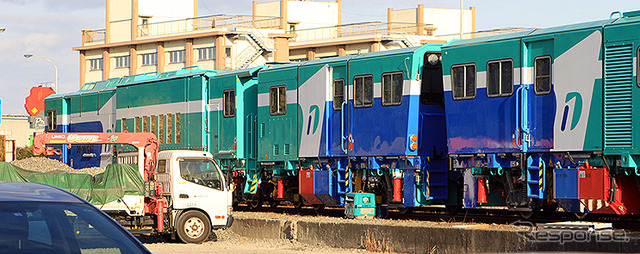 京葉臨海鉄道市原分岐付近に留置されていた保線用車両（2月14日）