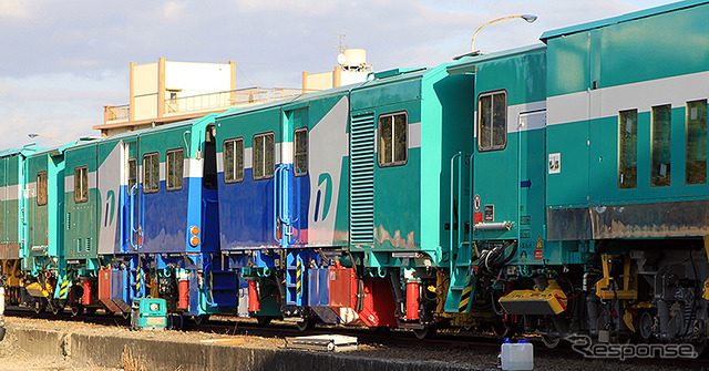 京葉臨海鉄道市原分岐付近に留置されていた保線用車両(2月14日)