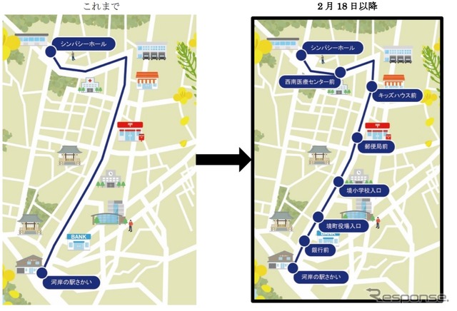 境町で運行する自動運転バスのルートにバス停を追加