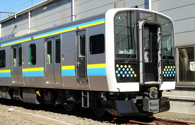 JR東日本 E131系 房総・鹿島むけ新型車両 ワンマン対応車(幕張車両センター 2021年2月18日撮影)