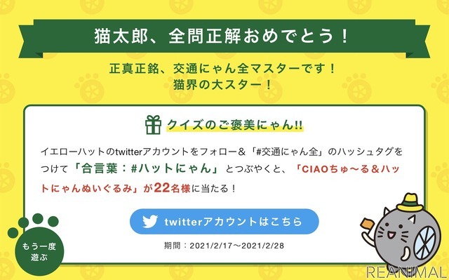 猫参加型「交通にゃん全クイズ」公開＆猫参加型「交通にゃん全番組」地上波放映決定