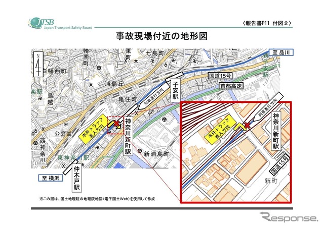 事故現場付近の地形図