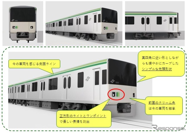 先頭形状が緩やかにカーブし、正方形のライトとワンポイント的なアクセントが特徴のB案「シンプルで優しい」。