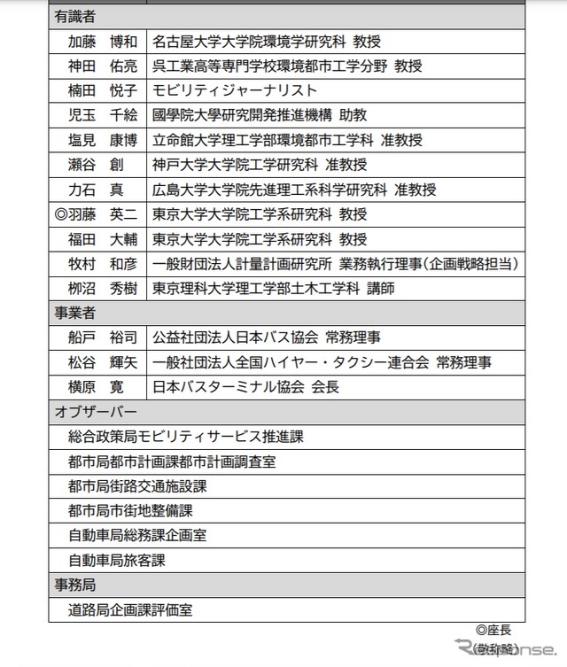 バスタプロジェクト推進検討会の委員