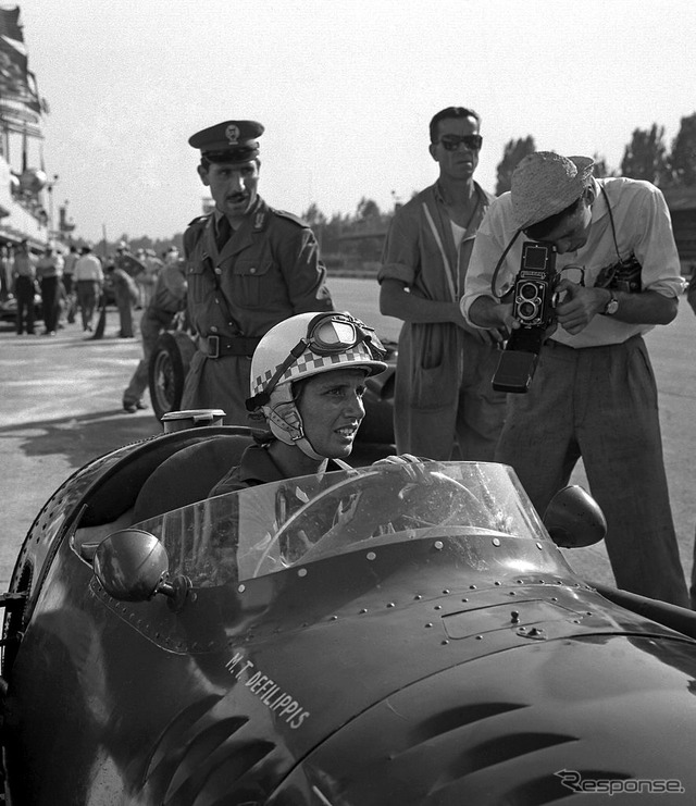 1958年イタリアGP(モンツァ)プラクティス。マシンはマセラティ250F。