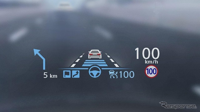 日産スカイラインのHUD(パナソニック、2019年)