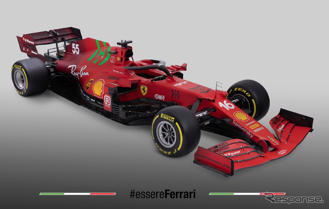 フェラーリSF21(#16はルクレールの、#55はサインツJr.の車番)