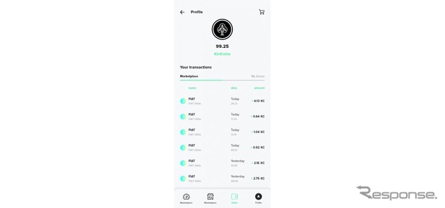 新型フィアット 500を運転するだけで「KiriCoins」がフィアットアプリ内の仮想ウォレットに貯まる