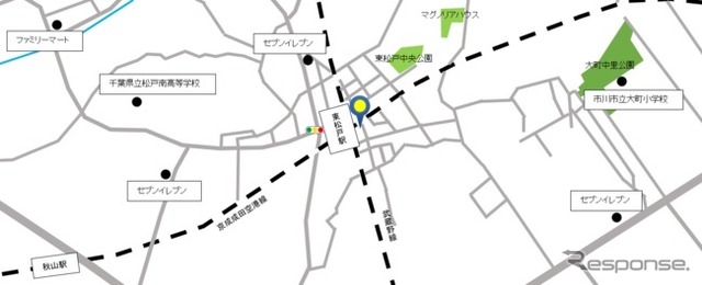 Patto第2イワタ駐車場ステーション（千葉県松戸市）。カーシェア車両は、地元の自動車整備鈑金プロショップ「センチュリーオート」が所有。