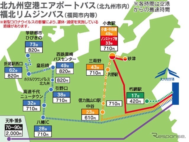 北九州空港エアポートバス路線図