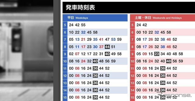 駅貼り時刻表（イメージ）