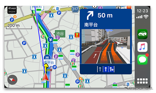 CarPlayでのナビゲーション画面