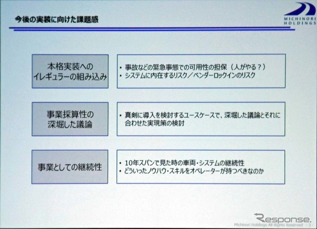 みちのりホールディングスがまとめた社会実装に向けた課題