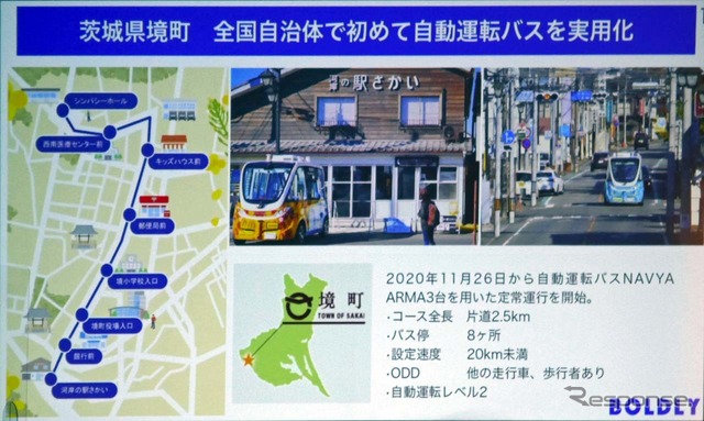 BOLDLYでは茨城県境町での自動運転バスを全国自治体で初めて実用化した