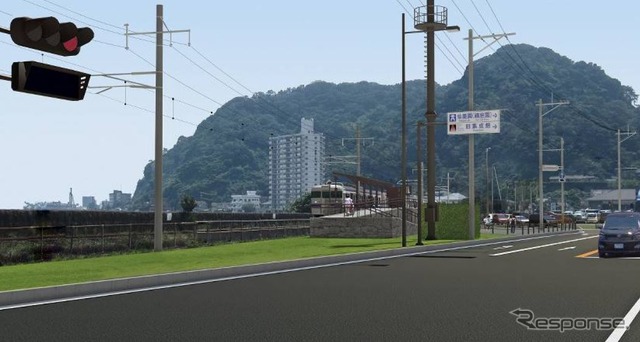 仙巌園入口側から見た新駅のイメージ。