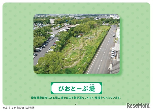 「びおとーぷ堤」「トヨタの森」といったトヨタの環境問題への取組み例 (c) トヨタ自動車株式会社