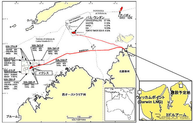 国際石油開発、豪州のLNGプラントの建設場所を決定