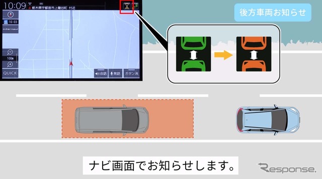 「後方車両お知らせ」機能では一定時間、後続車両が近い距離にいると注意喚起する(出典:ホンダHPより)