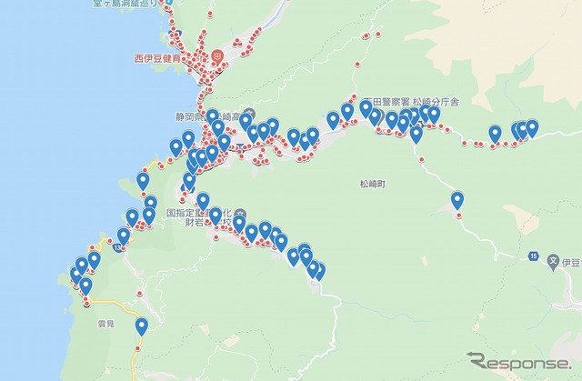 バス停位置とタクシー乗降場所のプロット