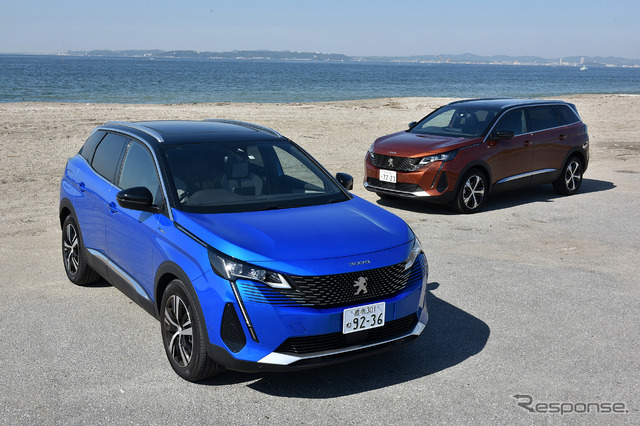 プジョー 3008 GT ハイブリッド4(前)と5008 GT BlueHDi180(後)