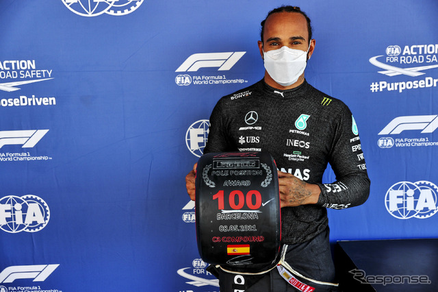 #44 ルイス・ハミルトン(メルセデス)が自身通算100回目のポールポジション獲得を今年のスペインGPで達成。