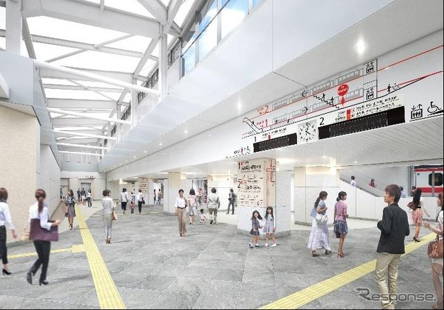 「幕張新駅」改札内コンコースのイメージ。