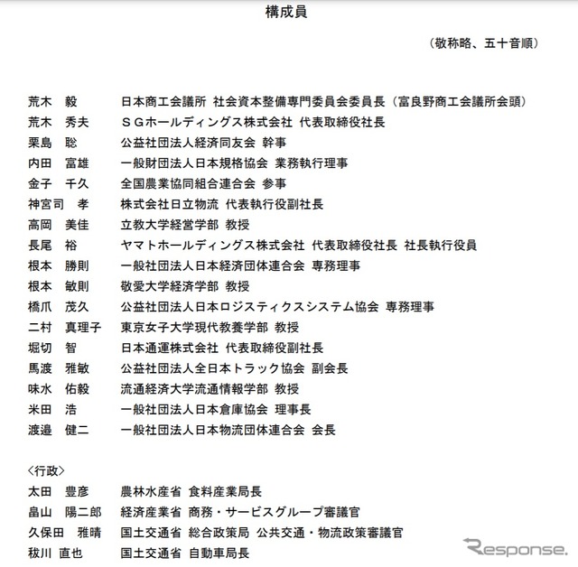 官民物流標準化懇談会の構成員