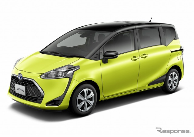 トヨタ シエンタ X(ハイブリッド車・7人乗り)(ブラックマイカ×エアーイエロー)<オプション装着車>
