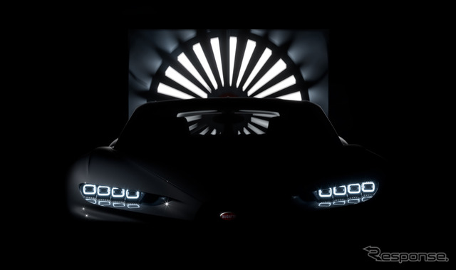 ブガッティの新型車のティザーイメージ