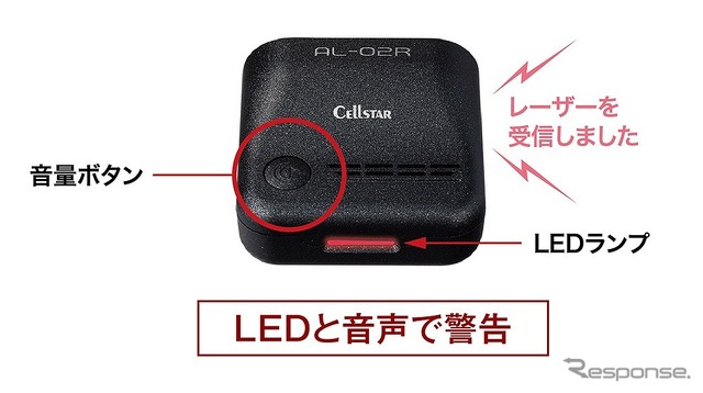 LEDと音声で警告