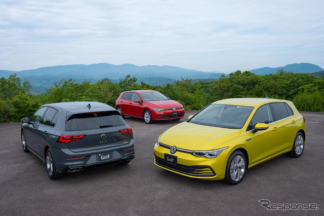 VW ゴルフ 新型。右から「Style」「Active」「R-Line」