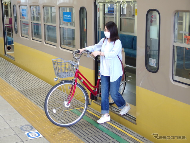西武多摩川線サイクルトレイン(武蔵堺駅デモ)