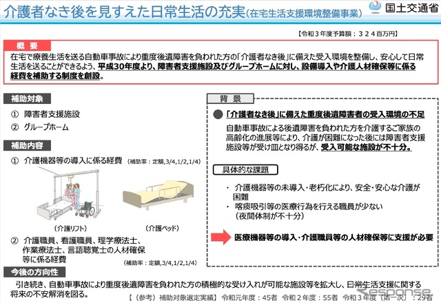 在宅生活支援環境整備事業（自動車事故対策費補助金）の概要