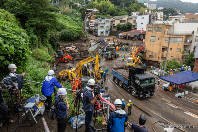 静岡県熱海市の土石流現場（7月5日）