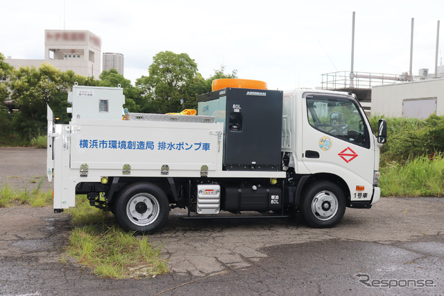 横浜市に納入された排水ポンプ車：準中型免許対応の車両をベース車に採用（2tトラック）