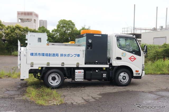 横浜市に納入された排水ポンプ車:準中型免許対応の車両をベース車に採用(2tトラック)